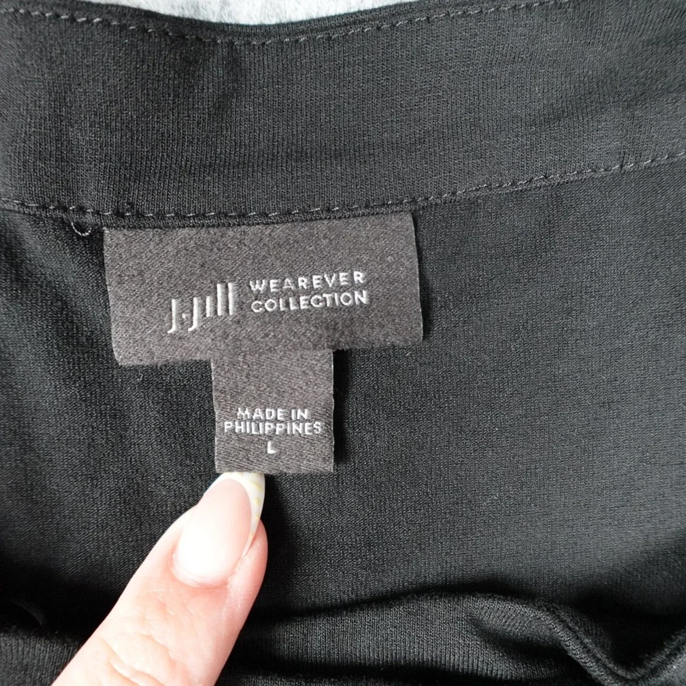 J Jill Top Women Large Black Wearever Collection Knit Single Button Cardigan_2